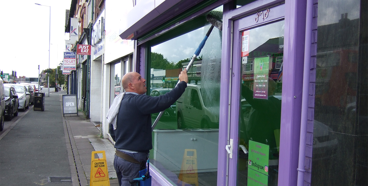 Shop and commercial Window Cleaning Wirral Birkenhead